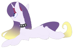 Size: 2759x1921 | Tagged: safe, artist:mediasmile666, derpibooru import, oc, oc only, pony, unicorn, collar, female, lying down, mare, simple background, solo, spiked collar, transparent background