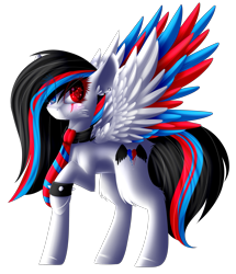 Size: 2205x2569 | Tagged: safe, artist:mediasmile666, derpibooru import, oc, oc only, oc:huirou lazuli, pegasus, pony, ear piercing, female, heterochromia, mare, necktie, piercing, raised hoof, raised leg, simple background, solo, standing, transparent background