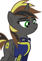 Size: 515x747 | Tagged: safe, artist:pegasski, derpibooru import, oc, oc only, unicorn, fallout equestria, base used, bedroom eyes, clothes, eyelashes, female, horn, mare, simple background, smiling, solo, transparent background, unicorn oc