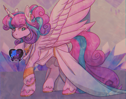 Size: 1941x1527 | Tagged: safe, artist:dark--drawz, derpibooru import, princess flurry heart, alicorn, pony, adult, clothes, dress, female, mare, older, older flurry heart, solo, watermark