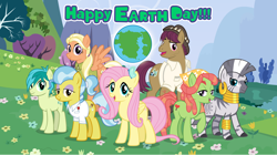 Size: 5360x3008 | Tagged: safe, artist:andoanimalia, artist:mlp-vector-collabs, derpibooru import, doctor fauna, fluttershy, mane allgood, sandbar, snap shutter, tree hugger, zecora, earth pony, earth day, male