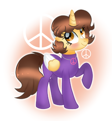 Size: 1878x2034 | Tagged: safe, artist:doraeartdreams-aspy, derpibooru import, oc, oc:aspen, alicorn, pony, alicorn oc, base used, blushing, bodysuit, catsuit, clothes, happy, hippie, horn, jewelry, latex, latex suit, necklace, peace suit, peace symbol, peaceful, rubber suit, smiling, wings