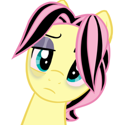 Size: 918x918 | Tagged: safe, artist:melonmilk, derpibooru import, butterscotch, fluttershy, pegasus, pony, bust, cute, disappointed, emo, emoscotch, emoshy, male, rule 63, show accurate, shyabetes, solo, tired