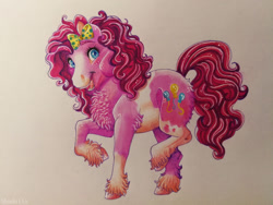 Size: 2048x1536 | Tagged: safe, artist:shadeila, derpibooru import, pinkie pie, pony, alternate design, open mouth, ponk, solo, traditional art