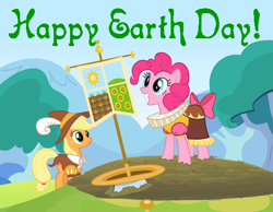 Size: 534x414 | Tagged: safe, derpibooru import, applejack, pinkie pie, earth day, hearth's warming eve