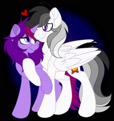 Size: 1600x1704 | Tagged: safe, artist:missmele-madness, derpibooru import, oc, oc only, pegasus, pony, unicorn, female, heart, male, mare, stallion