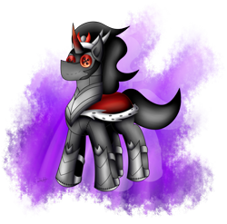 Size: 1625x1607 | Tagged: safe, artist:thebenalpha, derpibooru import, king sombra, unicorn, inanimate tf, male, plushie, plushification, simple background, solo, transformation, transparent background