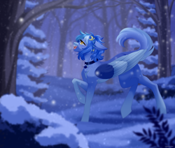 Size: 5100x4320 | Tagged: safe, artist:ohhoneybee, derpibooru import, oc, pegasus, pony, absurd resolution, female, mare, snow, solo, tree