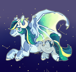 Size: 900x850 | Tagged: safe, artist:lavvythejackalope, derpibooru import, oc, oc only, bat pony, pony, bat pony oc, bat wings, colored wings, constellation, gradient wings, male, sparkly wings, stallion, stars, unshorn fetlocks, wings