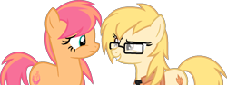 Size: 1495x564 | Tagged: safe, artist:pegasski, derpibooru import, oc, oc only, earth pony, pony, base used, duo, earth pony oc, eyelashes, female, frown, glasses, mare, simple background, smiling, transparent background