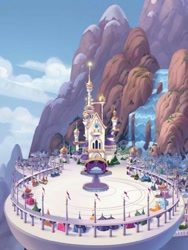 Size: 768x1024 | Tagged: safe, derpibooru import, my little pony: the movie, background, canterlot, castle, cloud, waterfall