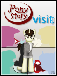 Size: 1750x2333 | Tagged: safe, artist:99999999000, derpibooru import, oc, oc only, oc:cwe, pony, unicorn, comic:visit, clothes, cover, male, solo