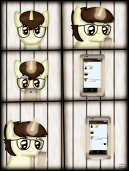 Size: 1750x2333 | Tagged: safe, artist:99999999000, derpibooru import, oc, oc only, oc:cwe, pony, comic:visit, comic, male, phone, solo