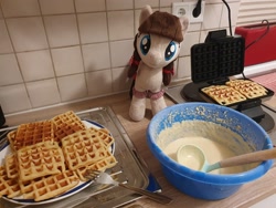 Size: 2048x1536 | Tagged: safe, derpibooru import, oc, oc:connie bloom, baking, cute, food, irl, photo, plushie, waffle