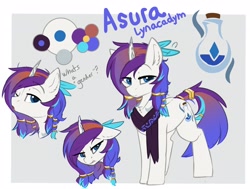 Size: 2048x1552 | Tagged: safe, artist:beardie, derpibooru import, oc, oc only, oc:asura, unicorn, genderless, reference sheet