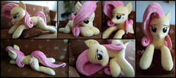 Size: 2572x1138 | Tagged: safe, artist:littlefairyswonders, derpibooru import, fluttershy, pony, irl, lying down, photo, plushie, prone, solo