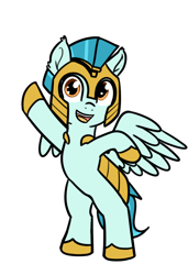 Size: 670x978 | Tagged: safe, artist:neuro, derpibooru import, guardian angel (character), pegasus, pony, armor, bipedal, dancing, female, guardsmare, helmet, hoof shoes, looking at you, mare, open mouth, royal guard, simple background, smiling, solo, spread wings, transparent background, wings