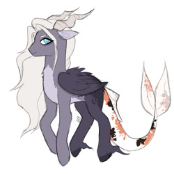 Size: 1280x1280 | Tagged: safe, artist:void-sommar, derpibooru import, oc, oc only, oc:nightfall oasis, hybrid, draconequus hybrid, female, interspecies offspring, mare, offspring, parent:discord, parent:rarity, parents:raricord, simple background, solo, white background