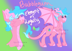 Size: 1700x1200 | Tagged: safe, artist:squirtlesuniverse, derpibooru import, oc, oc only, dracony, dragon, hybrid, pony, abstract background, bust, duo, female, hoof fluff, reference sheet