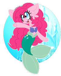 Size: 1630x2030 | Tagged: safe, artist:ladylullabystar, derpibooru import, pinkie pie, mermaid, merpony, ariel, mermaidized, solo, species swap, the little mermaid