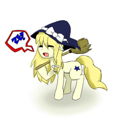 Size: 500x500 | Tagged: artist needed, safe, derpibooru import, pony, broom, female, hat, kirisame marisa, mare, ponified, touhou, witch, witch hat