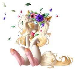 Size: 2545x2356 | Tagged: safe, artist:mediasmile666, derpibooru import, oc, oc only, earth pony, pony, choker, female, floral head wreath, flower, mare, simple background, solo, transparent background