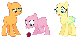 Size: 1120x540 | Tagged: safe, artist:shiibases, derpibooru import, oc, oc only, earth pony, pegasus, pony, bats!, apple, bald, base, earth pony oc, eyelashes, food, open mouth, pegasus oc, simple background, transparent background, wings, worried