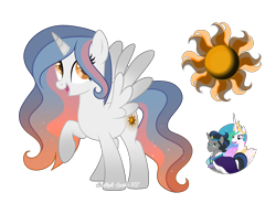 Size: 3114x2286 | Tagged: safe, artist:starflightsparkleyt, derpibooru import, king sombra, princess celestia, oc, alicorn, pony, female, good king sombra, mare, offspring, parent:king sombra, parent:princess celestia, parents:celestibra, simple background, transparent background