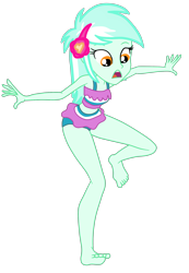 Size: 1834x2644 | Tagged: safe, artist:gmaplay, derpibooru import, lyra heartstrings, human, equestria girls, clothes, female, looking down, losing balance, open mouth, simple background, solo, swimsuit, transparent background, vector