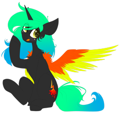 Size: 2529x2371 | Tagged: safe, artist:mediasmile666, derpibooru import, oc, oc only, alicorn, pony, alicorn oc, gradient mane, gradient tail, horn, simple background, sitting, solo, spread wings, tongue, tongue out, transparent background, two toned wings, wings