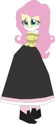 Size: 431x968 | Tagged: safe, artist:caido58, derpibooru import, fluttershy, equestria girls, arm behind back, bondage, bound and gagged, cloth gag, clothes, gag, long skirt, skirt, solo, tied up, western