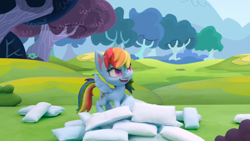 Size: 1920x1080 | Tagged: safe, derpibooru import, screencap, rainbow dash, pony, my little pony: pony life, my little pony: stop motion short, pillow fight (short), solo, stop motion