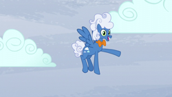 Size: 1920x1080 | Tagged: safe, derpibooru import, screencap, fluffy clouds, pegasus, pony, tanks for the memories, cloud, male, solo, stallion, waving