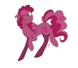 Size: 1845x1609 | Tagged: safe, artist:gallantserver, derpibooru import, oc, oc:raspberry sugarcane, earth pony, pony, female, magical lesbian spawn, mare, offspring, parent:pinkie pie, parent:tempest shadow, parents:tempestpie, simple background, solo, transparent background