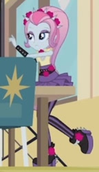 Size: 168x291 | Tagged: safe, derpibooru import, screencap, violet blurr, equestria girls, photo finished, cropped, solo