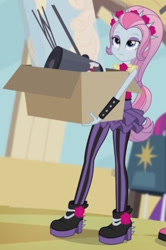 Size: 309x465 | Tagged: safe, derpibooru import, screencap, mystery mint, pixel pizazz, violet blurr, equestria girls, photo finished, cropped