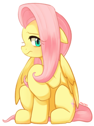 Size: 1976x2658 | Tagged: safe, artist:maren, derpibooru import, fluttershy, pegasus, pony, blushing, cute, daaaaaaaaaaaw, female, mare, shyabetes, simple background, sitting, solo, white background