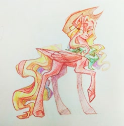 Size: 1825x1857 | Tagged: safe, artist:miss_glowwormis, derpibooru import, oc, oc only, pegasus, pony, cowboy hat, hat, lidded eyes, smiling, solo, traditional art