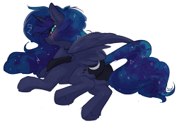 Size: 2874x2053 | Tagged: safe, artist:beardie, derpibooru import, princess luna, alicorn, pony, butt, female, lying down, mare, plot, simple background, solo, transparent background