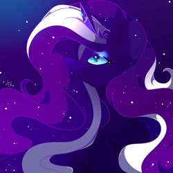 Size: 1080x1080 | Tagged: safe, artist:tessa_key_, derpibooru import, nightmare rarity, pony, unicorn, bust, ethereal mane, female, horn, mare, solo, starry mane