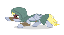 Size: 3600x2000 | Tagged: safe, artist:the smiling pony, derpibooru import, derpy hooves, pegasus, pony, .svg available, cloak, clothes, dungeons and dragons, hood, pen and paper rpg, pointing, ranger, rpg, solo, spread wings, squint, svg, vector, wings