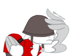 Size: 3979x3089 | Tagged: safe, artist:agdapl, derpibooru import, pegasus, pony, base used, bust, clothes, crossover, helmet, male, ponified, salute, signature, soldier, solo, species swap, stallion, team fortress 2, two toned wings, wing hands, wings