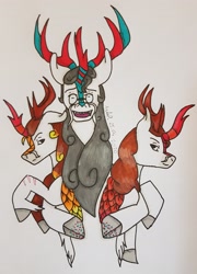 Size: 2624x3637 | Tagged: safe, artist:agdapl, derpibooru import, kirin, bust, crossover, glasses, kirin-ified, male, medic, pyro, scout, signature, species swap, team fortress 2, traditional art