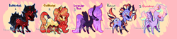 Size: 550x120 | Tagged: safe, artist:lavvythejackalope, derpibooru import, oc, oc only, earth pony, pegasus, pony, unicorn, base used, earth pony oc, horn, pegasus oc, pixel art, unicorn oc