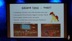 Size: 1280x720 | Tagged: safe, derpibooru import, oc, convention, screen, seven years of mlp conventions