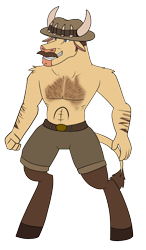 Size: 616x1052 | Tagged: safe, artist:eternity9, derpibooru import, minotaur, crossover, male, saxton hale, simple background, solo, team fortress 2, transparent background