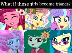 Size: 1080x797 | Tagged: safe, derpibooru import, edit, edited screencap, screencap, gloriosa daisy, juniper montage, kiwi lollipop, supernova zap, vignette valencia, wallflower blush, better together, equestria girls, forgotten friendship, legend of everfree, lost and pound, lost and pound: spike, movie magic, rollercoaster of friendship, sunset's backstage pass!, spoiler:eqg specials, cute, female, happy, k-lo, postcrush, smiling, su-z