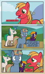 Size: 1920x3169 | Tagged: safe, artist:alexdti, derpibooru import, big macintosh, oc, oc:ale, oc:marco, oc:umberto, pegasus, unicorn, comic:quest for friendship, female, male, mare, stallion