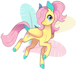 Size: 2205x2032 | Tagged: safe, artist:catbun-yt, derpibooru import, fluttershy, pegasus, pony, alternate hairstyle, blushing, colored ears, colored hooves, colored wings, colored wingtips, cute, female, folded wings, hair over one eye, head turned, high res, looking at you, mare, ponytail, raised hoof, raised leg, shyabetes, simple background, smiling, smiling at you, solo, transparent background, wings