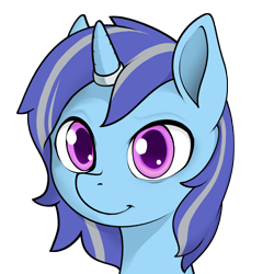 Size: 4000x4000 | Tagged: safe, alternate version, artist:darkdoomer, oc, oc only, oc:sapphire soulfire, unicorn, blue coat, commission, commissioner:sapphie, cute, female, gray mane, horn, horn ring, older, pink eyes, simple background, smiling, solo, transparent background, two toned mane
